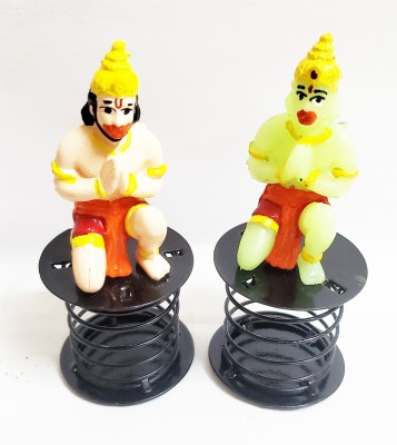 ShopTalk pack of 2 Sitting hanuman Decorative Showpiece  -  9 cm(Metal, Peach)