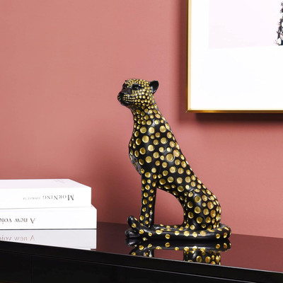 AN Enterprisess Tiger Sitting Decorative Showpiece  -  25 cm(Resin, Gold)
