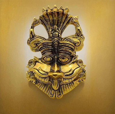 ETANSOKFFT Wall Hanging Kirtimukha Evil Eyes - A Powerful Housewarming Decorative Showpiece  -  12 cm(Metal, Gold)