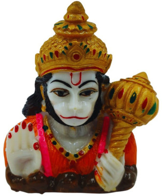 YuviKrissh Decorative Showpiece Lord Hanuman Ji Idol For Temple Car Dashboard Home Décor Decorative Showpiece  -  5 cm(Polyresin, Orange)