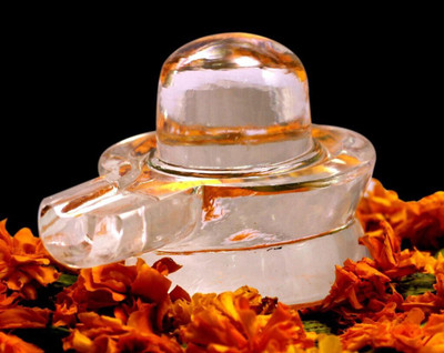 Krishna Mart Shivling God Shiva Lingam Healing Crystal Energy 3.5 inches Decorative Showpiece  -  8.75 cm(Crystal, White)