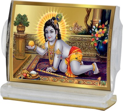 DIVINITI Laddu Gopal ji Idol Photo Frame for Car Dashboard, Table Décor ACF 4 Frame Decorative Showpiece  -  11 cm(Plastic, Gold Plated, Multicolor)