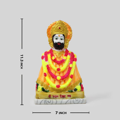 KNINTER Khatu Shyam Ji Statue for home temple Decorative Showpiece  -  11 cm(Marble, Multicolor)