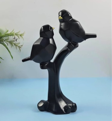 Banshi Handicrafts and Arts Bird Pair ON Tree Decorative Showpiece  -  21 cm(Polyresin, Black)