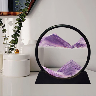 poksi Moving Sand Art Picture Glass 3D Natural Landscape showpieces for Home Decor Decorative Showpiece  -  19 cm(Metal, Orange)