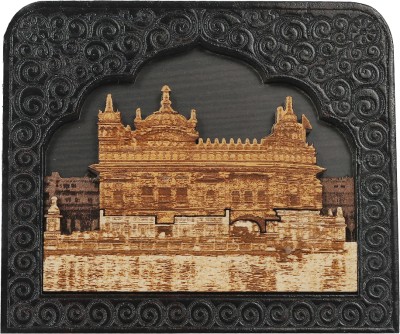 Bismaadh Golden tample Photo Frame Specially Use for Car-Dashboard Decorative Showpiece  -  8.5 cm(Wood, Brown)