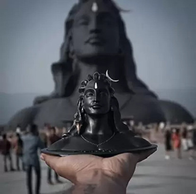 veebhuti Adiyogi Bhagwan Shiv Ji Shiv Ji Dhyan Shiv Idol Shiv Ji Decorative pack of 1 Decorative Showpiece  -  5 cm(Polyresin, Black, Gold)