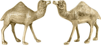 TREEMAISON Vastu BRASS Design Camel Combo/ Brass Showpiece/ Vastu Remedy (Pack of 2) Decorative Showpiece  -  16 cm(Brass, Clear)