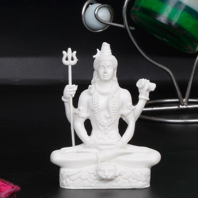 SSCollection White Lord Shiva Idol for Home Temple | 3.14 Inch Resin Mahadev Murti Decorative Showpiece  -  8 cm(Polyresin, White)
