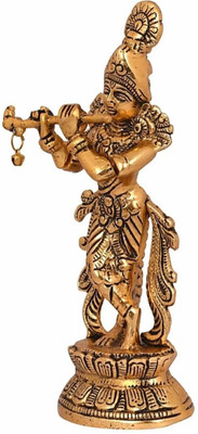 anil job works Lord Krishna Statue Idol Kanhaiya Ji Murti Laddu Gopal Statue Thakur Ji Statue Home Figurine Krishna Janmashtami Gifts Decorative Showpiece  -  22 cm(Brass, Gold)
