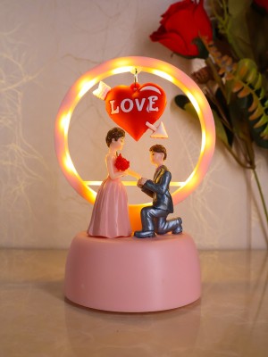 Elegant Lifestyle Creative Love Couple Light Gift Set, Anniversary Christmas New Year Valentine's Decorative Showpiece  -  15 cm(Polyresin, Plastic, Pink, White, Black, Grey)