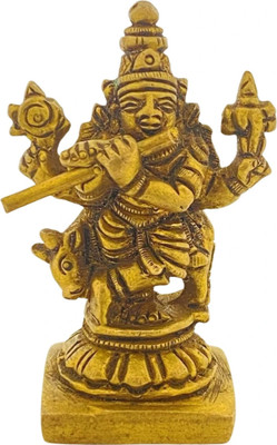L AND C VENTURES Krishna Statue 7cm Decorative Showpiece  -  5.5 cm(Brass, Gold)