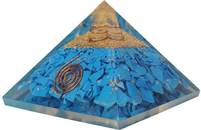 Treemaison Coronating Homes Vastu Turquoise Crystal Pyramid (2 Inch) Pyramid For Meditation Decorative Showpiece  -  5.08 cm(Crystal, Light Blue)