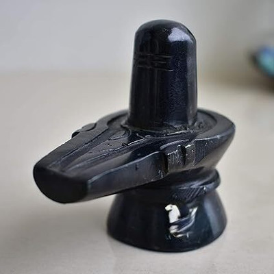 DARIDRA BHANJAN shivlinga for Pooja/shivling shivling/shivling car Dashboard/shivling Crystal Decorative Showpiece  -  10 cm(Marble, Black)