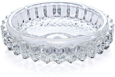 PRATAP GLOBAL RISING Imported Glass Crystal Tortoise in Plate-Tray Diameter 12.5 cm Decorative Showpiece  -  3 cm(Crystal, Clear)