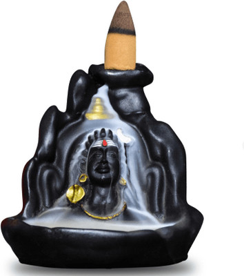 CRAFTWELL MAHADEV SMOKE STATUE WITH 10 PCS FRAGRANCE CONES Decorative Showpiece  -  10 cm(Resin, Black)