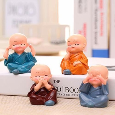 h&d craft Mini Buddha Idol Statue J=XX Car Dashboard Table Top Home Decoration Decorative Showpiece  -  5 cm(Resin, Multicolor)