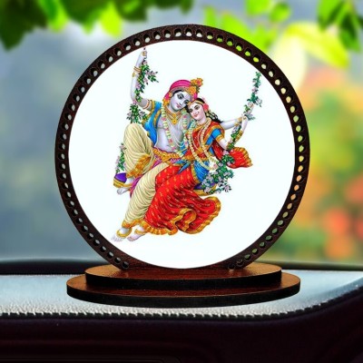 Giftlab Lord Radha Krishna Dashboard idol for Car and Home Decorative Showpiece Decorative Showpiece  -  8 cm(Wood, Multicolor)