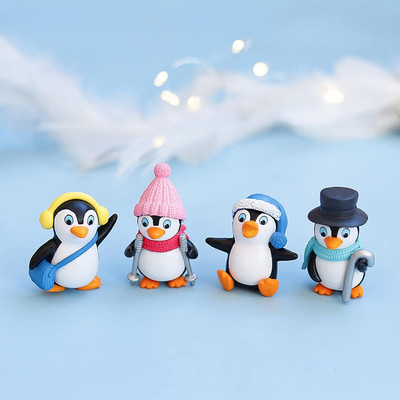 Elegant Lifestyle Cute Penguins Figurines, Festive Gifts DIY Crafts Cake Toppers Office Table Home Decorative Showpiece  -  5 cm(Polyresin, Multicolor)