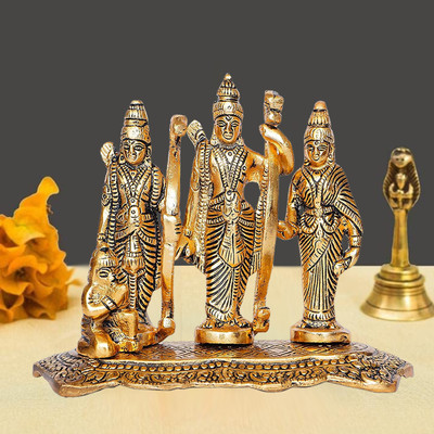 Kitlyn Jay Shri Ram / Ram Darbar / Ram Sita Laxman with Hanuman Ji Murti Decorative Showpiece  -  12 cm(Brass, Gold)