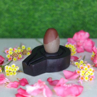 Neelkanth Shivling Stone Original Small Narmada Shivling / Natural Narmadeshwar Shivling For Home Decorative Showpiece  -  4 cm(Stone, Black, Brown)