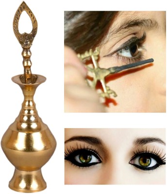 MiiArt Brass surmedani with surma ues in eye's makeup [size-13]1pes Decorative Showpiece  -  6 cm(Brass, Gold)