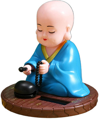 Augen Small Buddhist Monk Solar Lucky Energy Sensing Solar Statue (Pack of 1)(B, Blue) Decorative Showpiece  -  12 cm(Plastic, Blue)