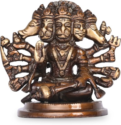 Craftcart Panchmukhi Hanuman (sitting posture) Brass Idol Decorative Showpiece  -  10 cm(Brass, Copper)