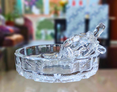 Magic Creation Crystal Turtle Bowl Set Feng Shui & Vaastu for Home Office Car Good Luck Wealth Decorative Showpiece  -  4.5 cm(Glass, Clear)