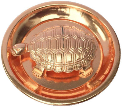 Robin Export Company Copper Vaastu Tortoise/Turtle for Good Luck with Plate Decorative Showpiece  -  10 cm(Copper, Copper)