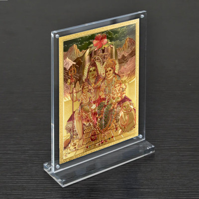 HAWAI Gold Plated Shiv Parivar Photo with Acrylic Frame(8x5.8 in) Religious Frame