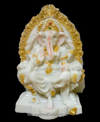 WINSOME COLLECTION Ganesha Ganesh Ganpati Idol Statue Murti for Pujaghar Worship Decorative Showpiece  -  15 cm(Marble, Steel)