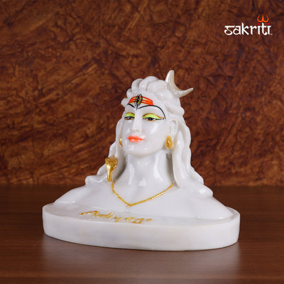 sacred needs Sacred Needs Adiyogi Shiva Idol – 5.1 Inch (13 cm) Height Decorative Showpiece  -  13 cm(Marble, White)