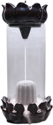 OSHD Lord Shiva Smoke Shivling Ceramic Incense Holder with 10 Back Flow Cones Decorative Showpiece  -  9 cm(Ceramic, Glass, White)