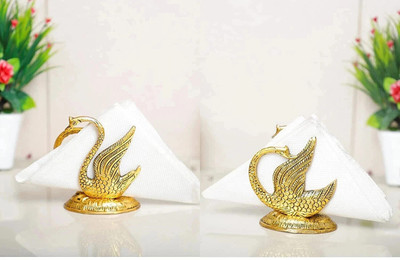 Koolwal craft Swan Napkin Holder Duck Gold Finished set of 2 Decorative Showpiece  -  11.5 cm(Metal, Gold)