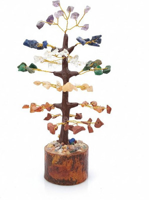 MIRAN AGATE 7 Chakra Crystal Bonsai Money Magnet Tree Gemstone Feng Shui Decorative Showpiec Decorative Showpiece  -  10 cm(Crystal, Multicolor)