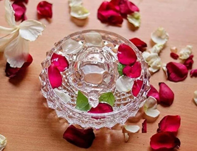 Rihan Enterprise Crystal Tortoise Glass with Beautiful Bowl Plate Decorative Showpiece  -  15 cm(Glass, White)