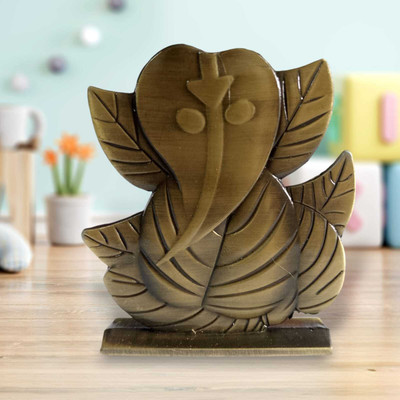 Religious God Idol Ganesh Idol Metal Murthi God Idol For Home, Car, Office Decorative Show Piece Decorative Showpiece  -  6 cm(Metal, Gold)