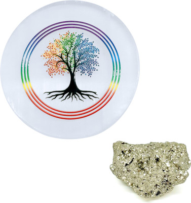 vastu vardan Crystal Charging Selenite plate (3Inch) With 10-20 gm Pyrite Stone Decorative Showpiece  -  0.9 cm(Crystal, Multicolor)