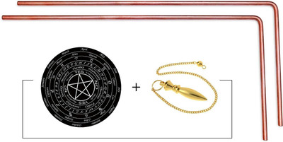 vastu vardan Copper Dowsing Rod Pair With Board And Pendulum |Aura Checking Rod (Width-5mm) Decorative Showpiece  -  12 cm(Brass, Copper)