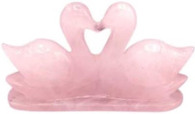 GaiaGems Natural Pink Rose Quartz Pair of Swans for Love & Relationship Decorative Showpiece  -  4 cm(Crystal, Pink)