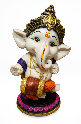 Magic Creation Dancing Bal Ganesha 5.5 Inch Idol Cream Color Polyresin Murti for Home Office Decorative Showpiece  -  14 cm(Polyresin, Beige)