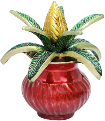 D Brasso Brass Multicolour 5 Inches Mangal Kalash with Coconut Showpiece, Decorative Showpiece  -  12.5 cm(Brass, Gold)