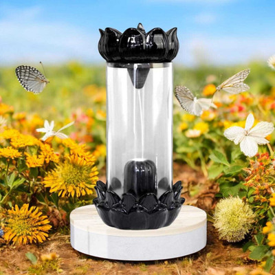 KFITN Shivling Backflow Smoke Fountain Ceramic Incense Burner for Home Décor 10 Cone Decorative Showpiece  -  20 cm(Fiber, Glass, Black)