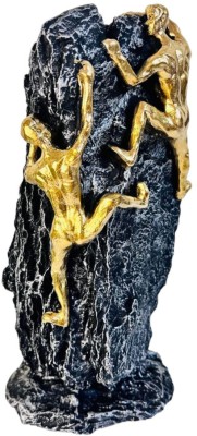 jv enterprises Climber Retro Rock Climbing Figures Resin Sculpture Gift For Christmas New Year Decorative Showpiece  -  25 cm(Resin, Black, Gold)