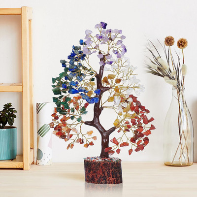 ABABILCRYSTAL SEVEN CHAKRA TREE Decorative Showpiece  -  10 cm(Crystal, Multicolor)