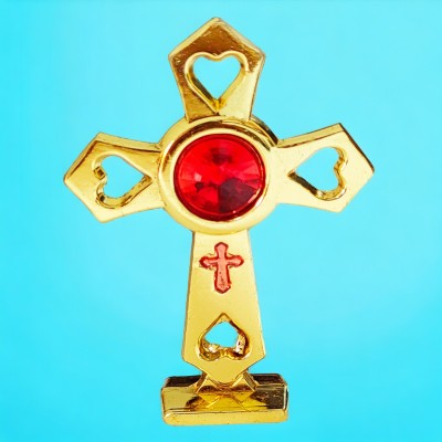 Shiv Jagdamba Religious Lord Jesus Christ Cross for Car Accessories for Dash Board Decorative Showpiece  -  2 cm(Metal, Gold)