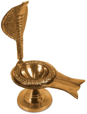 De-Ultimate Shaligram Stone Stand (2 No Size) Shivling Idol with Sheshnaag Kaal Sarp Decorative Showpiece  -  9 cm(Brass, Gold)