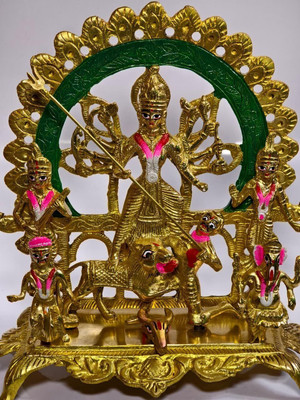 Pital Murti Industry Durga Maa Brass Idol Statue |Golden Finish Decorative Murti for Temple | 14 Inch Decorative Showpiece  -  35.56 cm(Brass, Gold)
