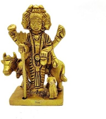 BRIJ HAAT Brass Dattatreya Ji Murti Sitting Idol For Your Home Puja (9 X 6.5 X 4 Cm) Decorative Showpiece  -  4 cm(Brass, Gold)